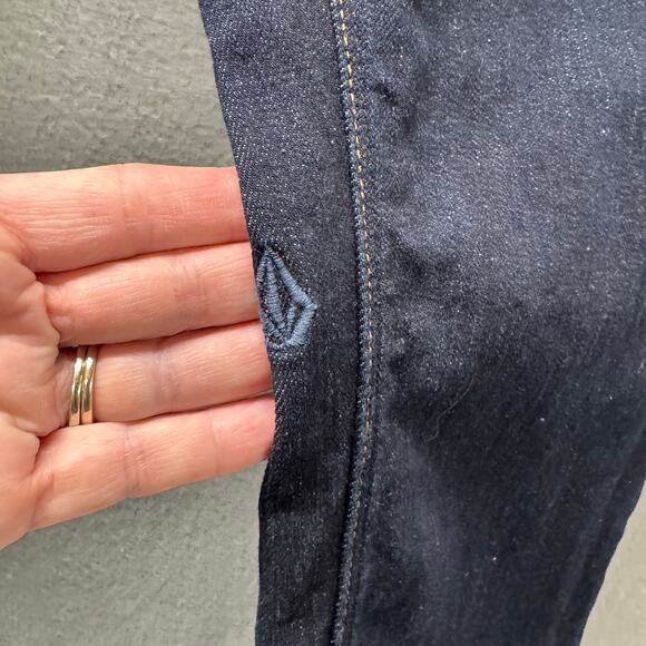 Volcom Vorta Jeans Mens 34 (35x30 ACTUAL) Slim Straight Blue Denim Dark Wash - Picture 9 of 10